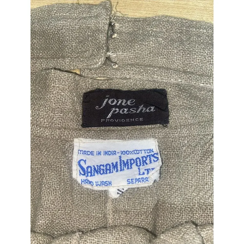 Vintage 60s Sangam Imports Midi A Line Skirt Khaki Cotton Sz Small - Picture 8 of 11